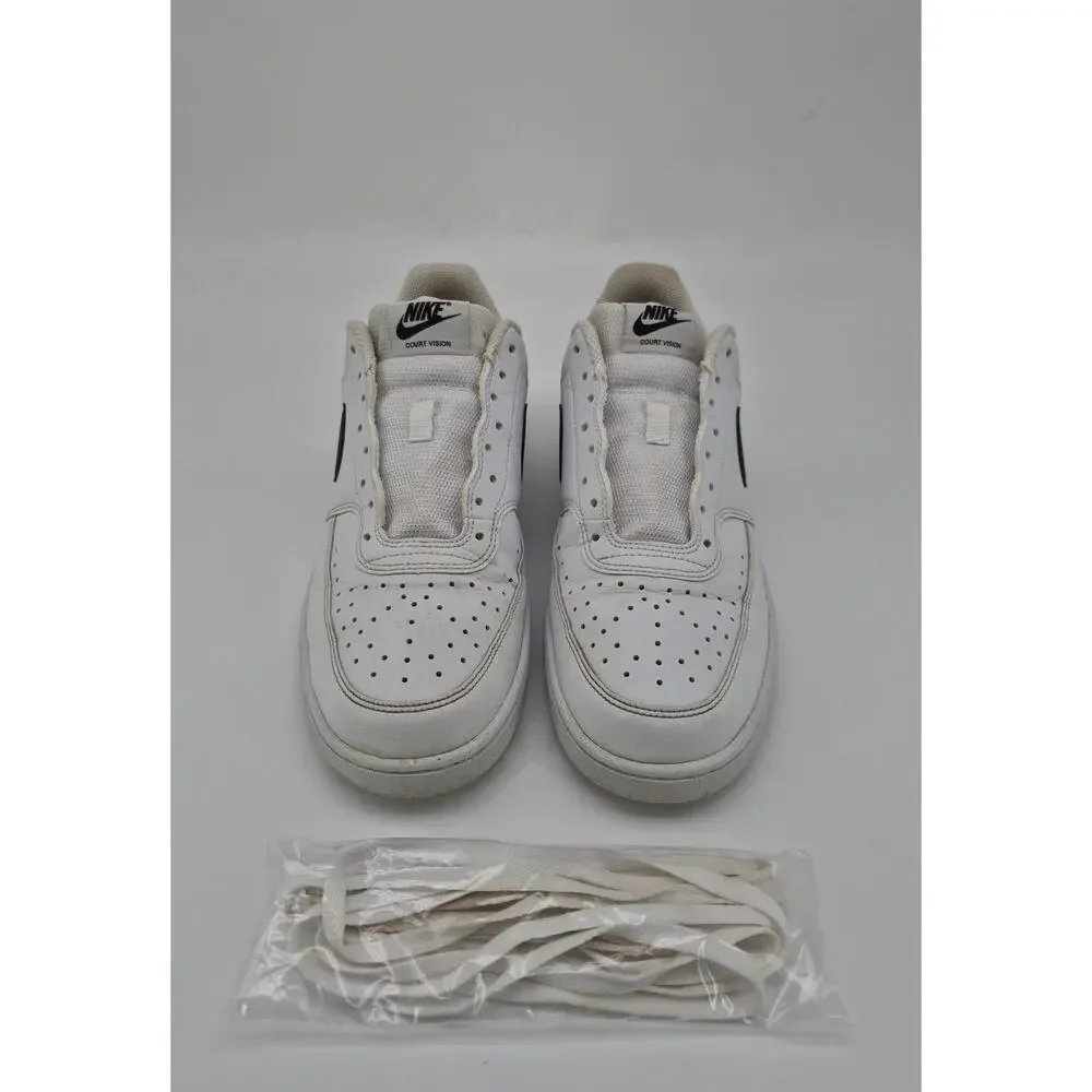 Nike Court Vision Low White Black Leather Sneakers Men’s Size 9.5